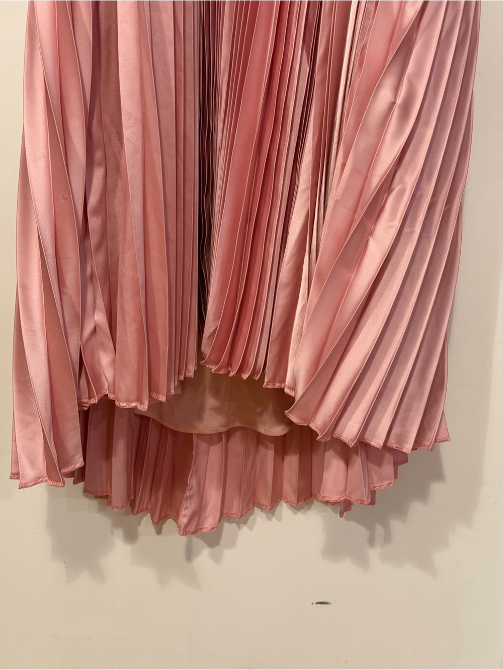 MacDuggal Pink Pleated Long Sleeve Satin Dress - Picture 4 of 5